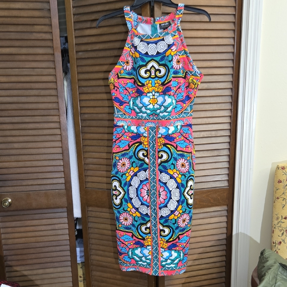 Nicole By NICOLE MILLER Multicolor Patterned Midi Dress NWOT